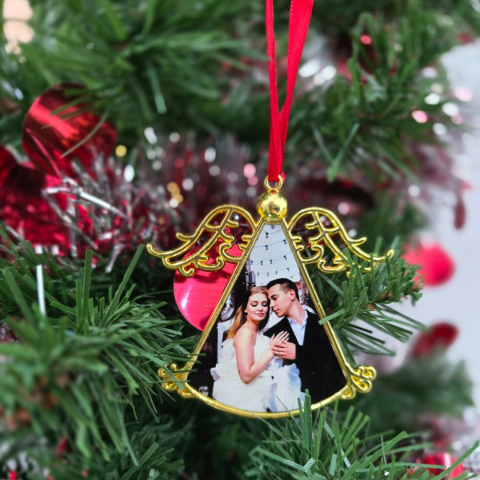 Ornament metalic pentru brad personalizat - Ingeras auriu [1]