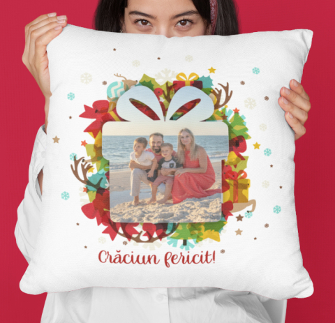 Perna Personalizata - Craciun fericit cu poza in forma de cadou [1]