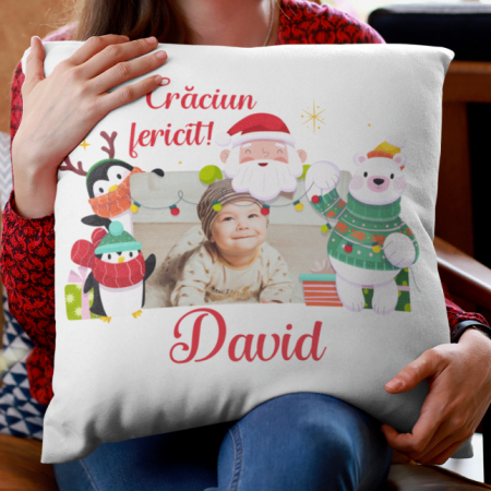 Perne personalizate - Perna Personalizata Cu Poza si Nume - Craciun fericit 2