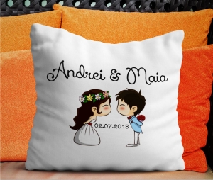 Perne personalizate - Perna Personalizata Cuplu - Cununie + Nume