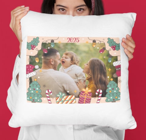 Perne Pentru Cupluri - Perna Personalizata de Craciun - Poza si an