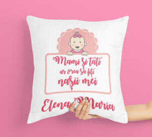 Perne Pentru Nasi - Perna personalizata - Mami Si Tati Ar Vrea Sa-mi Fiti Nasi