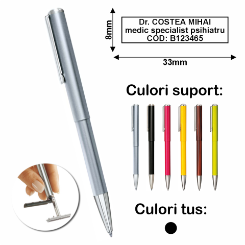 Stampile Pix si Accesorii - Pix cu stampila - Heri Classic Silver Effect, seria 3100