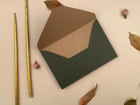 Invitatii Nunta Ela - Plic Invitatii Nunta sau Botez - C 10x15 Verde