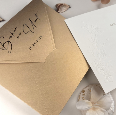 Invitatii Nunta Elite - Plic Invitatii Nunta sau Botez - Z 13330 Auriu