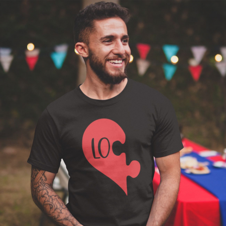 Lichidari de stoc - Promotie Tricou Barbat L Personalizat - Love puzzle