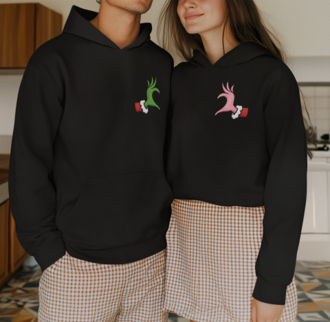 Set 2 Hanorace cuplu personalizate Craciun - Grinch love [1]