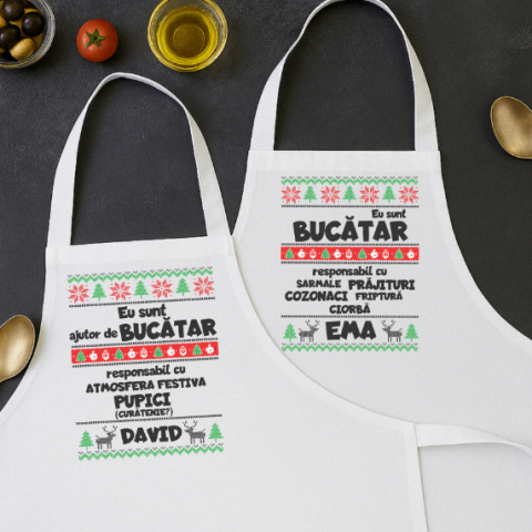 Set 2 Sorturi personalizate - Bucatar si ajutor de bucatar de Craciun cu nume [1]