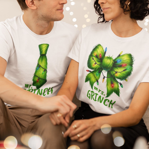 Set 2 Tricouri Cuplu Personalizate Craciun - Mr / Mrs Grinch [1]