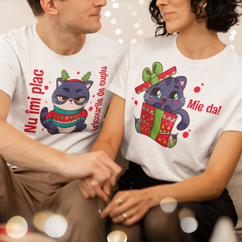 Set 2 Tricouri Cuplu Personalizate Craciun - Nu-mi plac tricourile de cuplu / Mie da [2]