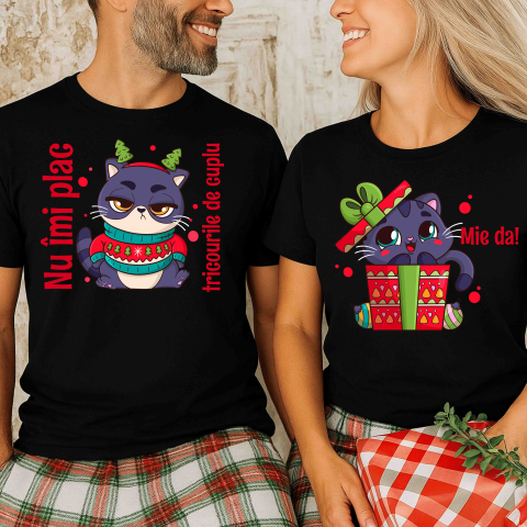 Set 2 Tricouri Cuplu Personalizate Craciun - Nu-mi plac tricourile de cuplu / Mie da [1]