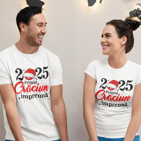 Set 2 Tricouri Cuplu Personalizate - Primul Craciun impreuna + an [1]