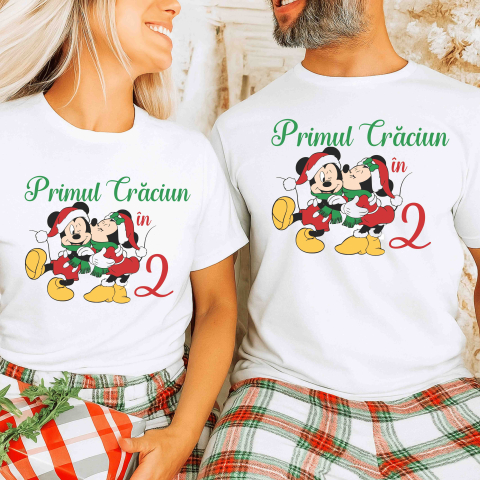 Set 2 Tricouri Cuplu Personalizate - Primul Craciun in 2 [1]