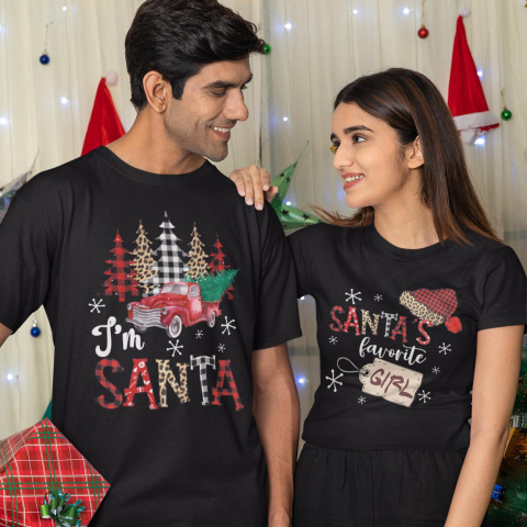 Set 2 Tricouri Cuplu Personalizate - Santa's favorite girl / I'm Santa [1]