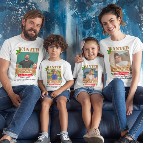 Tricouri Craciun - Set 4 Tricouri Personalizate de Craciun - Wanted + poze