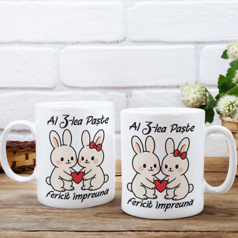 Cani de Paste - Set 2 Cani Personalizate - Al 3-lea Paste impreuna iepurasi