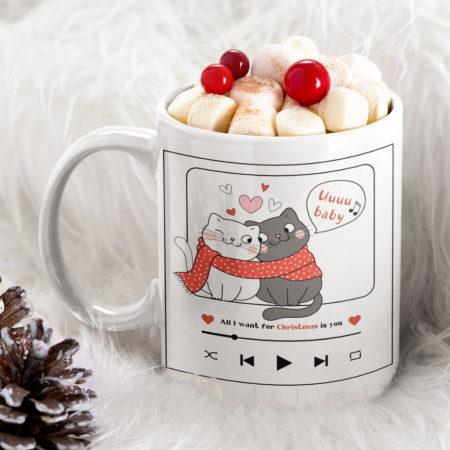 Cani de Craciun - Set 2 Cani Personalizate cuplu - All I want for Christmas is you  