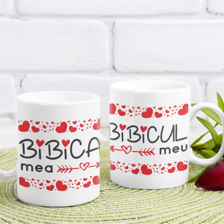 Cani Romantice - Set 2 Cani Personalizate cuplu - Bibicul meu  Bibica mea  