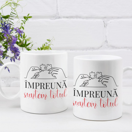 Cani Romantice - Set 2 Cani Personalizate cuplu - Impreuna suntem totul  