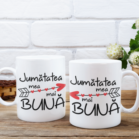 Cani Romantice - Set 2 Cani Personalizate cuplu - Jumatatea mea mai buna  