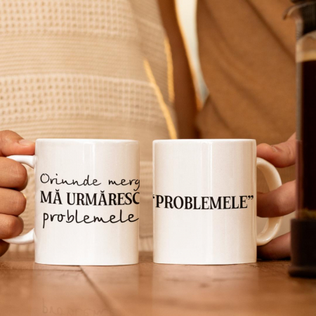 Cani Romantice - Set 2 Cani Personalizate cuplu - Ma urmaresc problemele / Problemele  