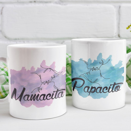 Cani Romantice - Set 2 Cani Personalizate cuplu - Mamacita/Papacito  