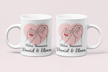 Set 2 Cani Personalizate cuplu - Mereu Impreuna Inima Nume Si Poza   [1]