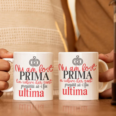 Cani Romantice - Set 2 Cani Personalizate cuplu - Sunt pregatit sa fiu ultima iubire  