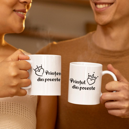 Cani Romantice - Set 2 Cani Personalizate cuplu - Printul / printesa din poveste  