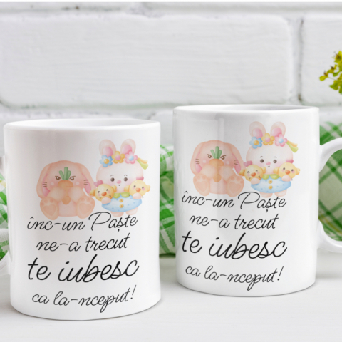 Cani de Paste - Set 2 Cani Personalizate - Inc-un Paste ne-a trecut te iubesc  