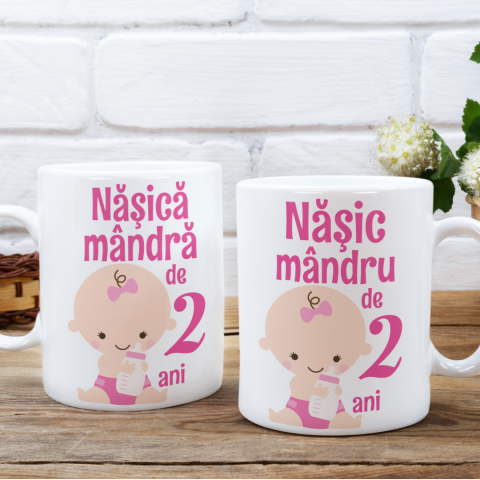 Cani personalizate - Set 2 Cani Personalizate - Nasica si Nasic mandrii de 2 ani bebe fetita  