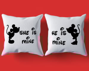 Set Perne Pentru Cuplu - Set 2 Perne Pentru Cuplu - She Is Mine / He Is Mine  