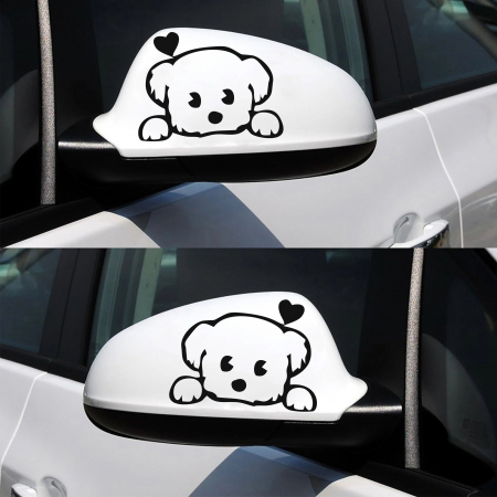 Stickere auto pentru oglinzi - Set 2 Stickere auto pentru oglinzi - Bichon Love  