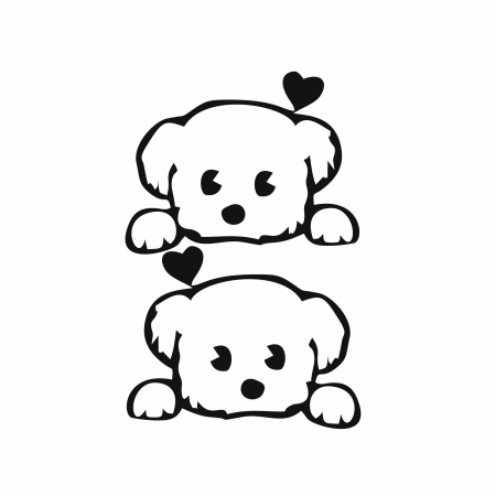 Set 2 Stickere auto pentru oglinzi - Bichon Love   [1]
