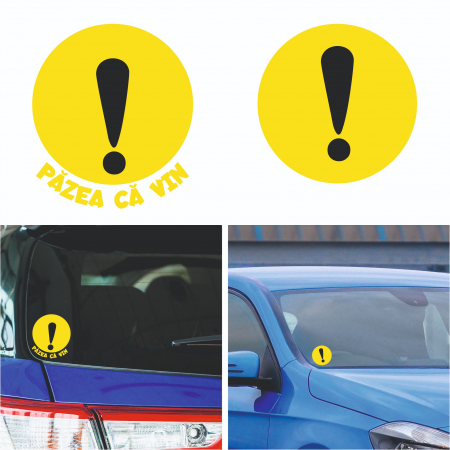Stickere Auto - Set 2 Stickere Auto - Semn pentru incepatori exterior - Pazea ca vin!