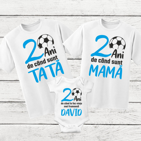 Tricouri Personalizate - Set 3 Tricouri Aniversare Copii - 2 ani de cand sunt Mama / Tata de baiat  