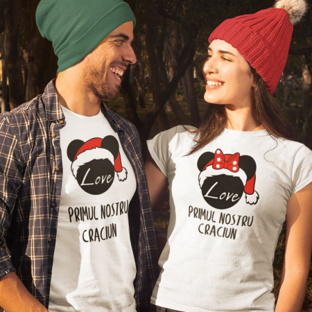 Set 2 Tricouri Cuplu Personalizate - Primul Craciun in 2 [1]