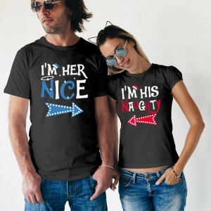 Set 2 Tricouri Cuplu Craciun Personalizate - Naughty And Nice   [3]