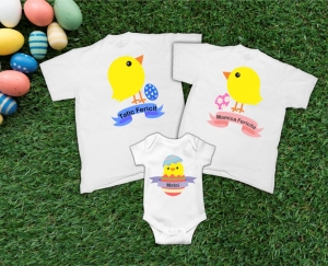 Tricouri de Paste - Set 3 Tricouri Personalizate de Paste - Familie Fericita de Puisori
