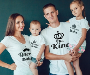 Tricouri Personalizate - Set 4 Tricouri Personalizate Familie - King Queen And Kids