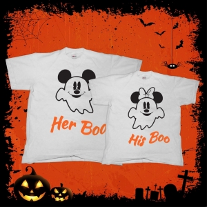 Cadouri De Sezon - Set 2 Tricouri Cuplu Personalizate - His and Her Boo  