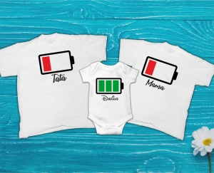 Set Tricouri si Body Familie - Set 3 Set Tricouri Personalizate si Body - Energie  