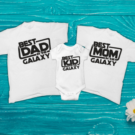 Tricouri de Paste - Set 3 Set Tricouri Personalizate Si Body - Best Family in the Galaxy  