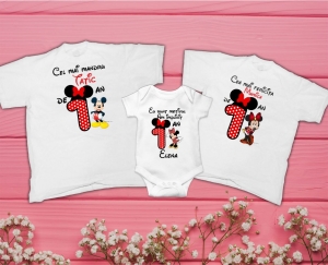 Tricouri Personalizate - Set 3 Tricouri Personalizate si Body Fetita - 1 An Minnie  