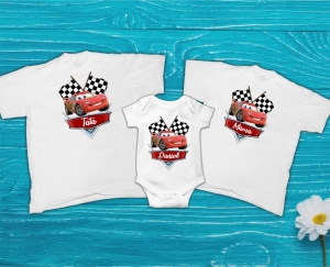 Tricouri Personalizate - Set 3 Tricouri Personalizate si Body - Cars  