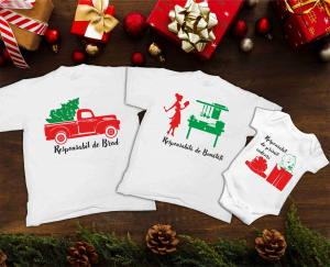 Tricouri Personalizate - Set 3 Tricouri Personalizate si Body Craciun - Familie Responsabila  