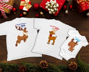Tricouri Personalizate - Set 3 Tricouri Personalizate si Body - Primul Craciun Parinti  