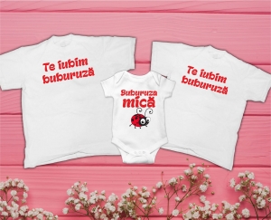 Tricouri Personalizate - Set 3 Tricouri Personalizate si Body - Te Iubim Buburuza  