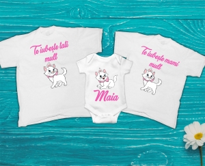 Tricouri Personalizate - Set 3 Tricouri Personalizate si Body - Mami si Tati Ma iubesc  