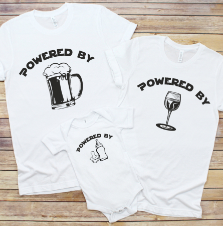 Set Tricouri Personalizate Si Body - Powered by milk, whine and beer [0]